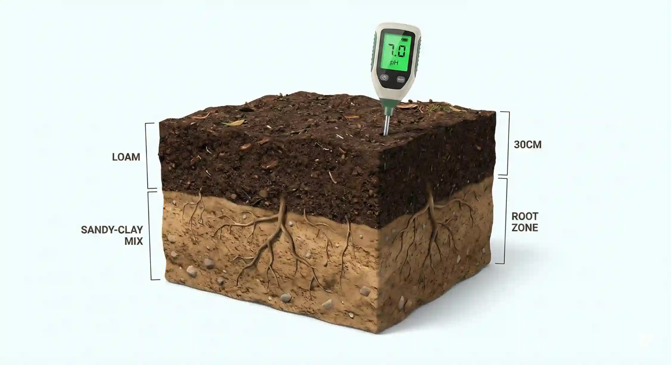 ساختار استاندارد خاک لومی و بررسی PH برای کاشت نهال گردو.